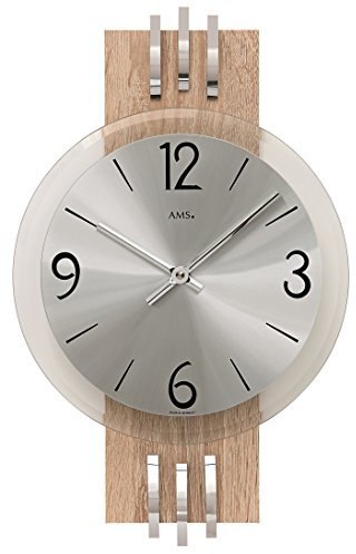 AMS Moderne Wanduhr mit Quartzwerk, batteriebetrieben Quartz-Wanduhr 38cm- 9228