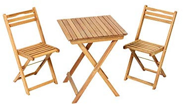 MERXX Gartenmöbel-Set Catania 3-tgl. aus Eukalyptusholz, mit Klappsessel und Tisch 60x60 cm