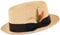 Straw Style Pork Pie HAT with Feather - Natural 59CM