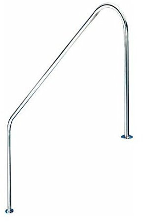 Pasamanos baranda de bajada piscina FX L. 1219mm. Acero Inoxidable AISI 316. Dos puntos de apoyo dos escalones pletinas + tornillos + tacos. REGALO Limpiador de acero