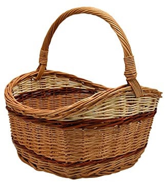 MyBer® Weidenkorb Korb aus Weide mit schickem Muster Picknickkorb Pilzkorb Autokorb Ausflugskorb. Stabiler Tragekorb aus Weide Einkaufskorb geflochten K1-410 (Groß)