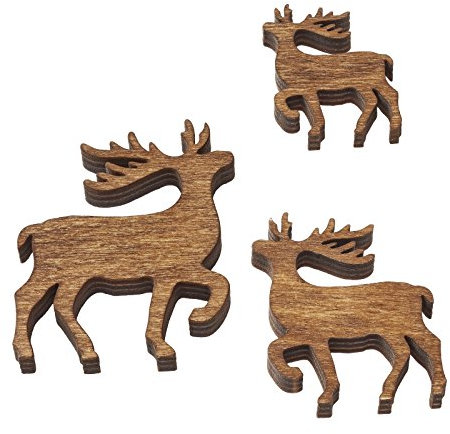 Holz-Deko Hirsch 2,5-5 cm, Braun, Btl. a 3 St.