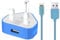 TheMax® USB 2.0 Data Sync Charging Cable 1 meter + 1000mAh USB Charger Plug Compatible with iiPhones 6/7/8/X/XS/XS Max/11/12/12 Pro max/13/13 mini/14/14 plus (1 Meter, Blue 2 in1)