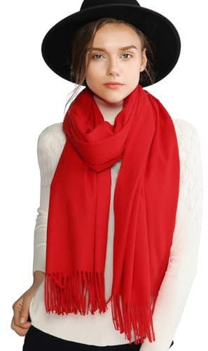 RIIQIICHY Pashmina Schal Rot Damen Winter Weihnachtsschal Tücher Stola Festlich für Abendkleider Damenschal Winterschal Kuschelig