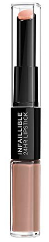 L'Oreal Paris Lippen Make-up Infaillible Lippenstift 113 Invincible Sable / Liquid Lipstick für 24 Stunden volle Lippen mit feuchtigkeitsspendendem Lippenpflege - Balsam 1er Pack