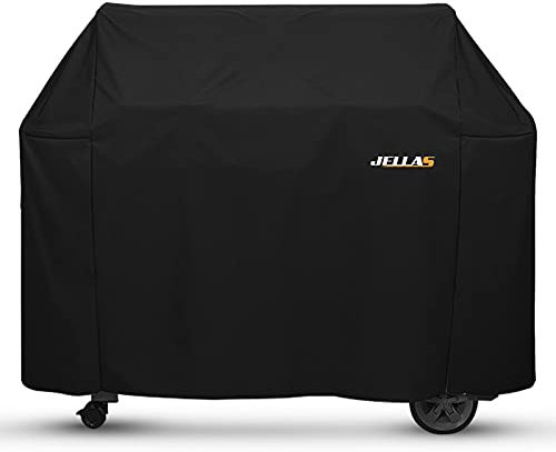 Jellas Housse Barbecue, 145 * 61 * 117cm, Résistante de 420D Oxford, Housse de Barbecue Rectangulaire, Housse Barbecue Gaz, Antipoussière Anti-UV Anti-l'eau, Ajustable Bache Barbecue,Fits Most Grills