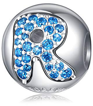 FOREVER QUEEN Damen Alphabet Buchstabe Charm Bead 925 Silber Sterling Brief Bead Charm für europäische Armbänder Charm Anhänger Mit Geschenkbox MEHRWEG