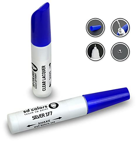 SD COLORS SILVER 1F7 New Touch Up Paint Pen REPAIR KIT 12ML SCRATCH CHIP BRUSH COLOR 1F7 SILVER (PAINT+LACQUER)