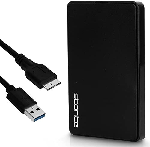 Storite Disco Duro Externo 1 TB HDD USB3.0 Expansión de Almacenamiento de Copia de Seguridad de Datos Disco Duro portátil Compatible con Mac, computadora portátil, PC, PS4 (Negro)