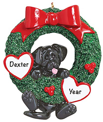 Personalised Labrador Dog Ornament 2025 – Fast & Free 24h Customisation – Pet Christmas Ornaments for Tree – Custom Gift Wrapped Black Lab Wreath Keepsake for Dog-Lovers