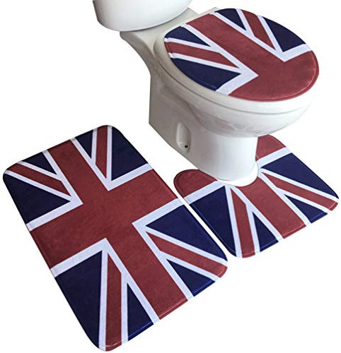 Heheja Drucken Badgarnitur Badematten Set 3 teilig Badvorleger Badteppich WC Vorleger Badematte Duschvorleger Stil 5