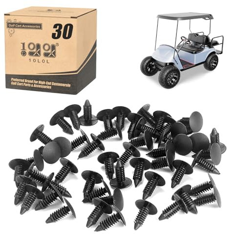 10L0L Universal Plastic Rivets for EZGO Club Car Yamaha Golf Cart, Auto Body Fastener Push Pin Screw Panel Fixings Clips Black, 30 Pieces