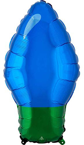 Amscan 4204601 - Standard Shape Folienballon Christmas Light, 27 x 55 cm, blaue Weihnachtsglühbirne, Weihnachtsbeleuchtung, Heliumballon, Party, Dekoration