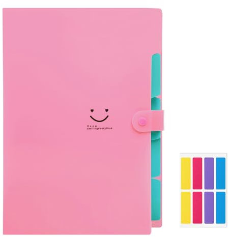 KONVINIT A4 Mappe mit 4 Fächern,Dokumentenmappe Fächermappe 5 Tasche Große Kapazität Document Organizer Schul Familie Büro Organizer Mappe,rot