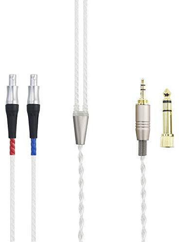 HansnBy Versilbertes Audio-Upgrade-Ersatzkabel Kompatibel mit Sennheiser HD800-, HD800S- und HD820-Kopfhörern mit 3,5 mm 1/8 Stecker und 6,3 mm 1/4 Adapter