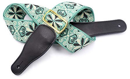 JTRHD Gitarrenschultergurt Cotton Pull Blumen Gitarrengurt Retro 2 Zoll breit Länge verstellbar von 33 Zoll bis 45 Zoll Akustik-/Elektro-/Bassgitarre (Farbe : Grün, Size : 85-115cm)
