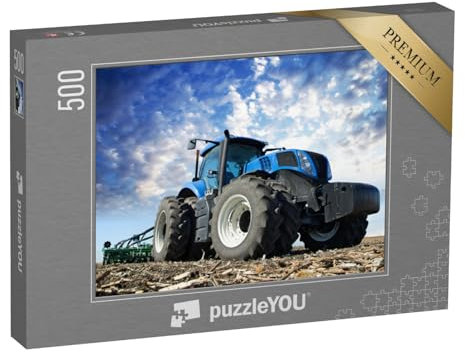 puzzleYOU: Puzzle 500 Teile „Landwirtschaftliche Maschinen bei der Arbeit: Traktor auf dem Feld“ – aus der Puzzle-Kollektion Fahrzeuge, Traktoren