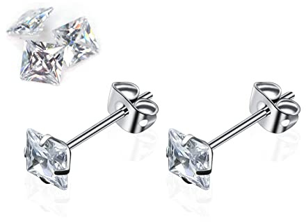 Kubikzirkonia-Ohrstecker G23 Titan CZ Simulierter Diamant 4 Krappen 3 mm - 6 mm Optionen 20 g Silber-Ohrstecker Hypoallergene Ohrringe für empfindliche Ohren