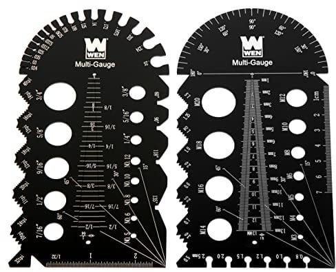 WEN ME210G Metric and Imperial Metal Thread Pitch Multi-Gauge with Carrying Case, Two Pack, Black