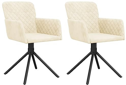 vidaXL 2X Esszimmerstuhl Drehbar Küchenstuhl Polsterstuhl Wohnzimmerstuhl Essstuhl Stuhl Sessel Stühle Drehstuhl Esszimmerstühle Creme Samt