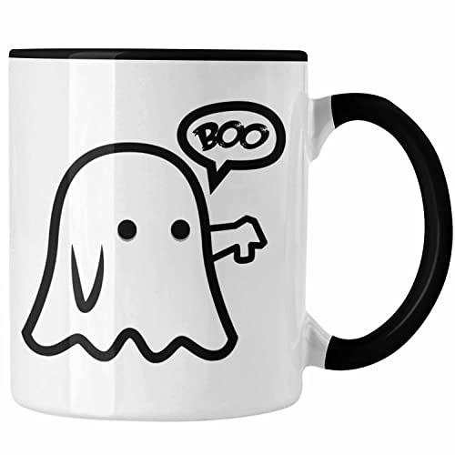 Trendation - Halloween Tasse Kürbis Dekoration Becher Boo Geist Daumen Runter (Schwarz)