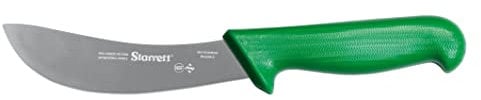 Starrett Professional Skinning Knife - BKG206-6 Green Handle Narrow Curved 6 Sanitized Stainless Steel Blade - Hunters Butchers Kitchen Chef's Knife