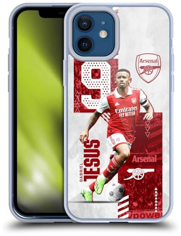 Head Case Designs Licenciado Oficialmente Arsenal FC Gabriel Jesus 2022/23 Primer Equipo Caso Funda de Gel Suave Compatible con Apple iPhone 12 / iPhone 12 Pro