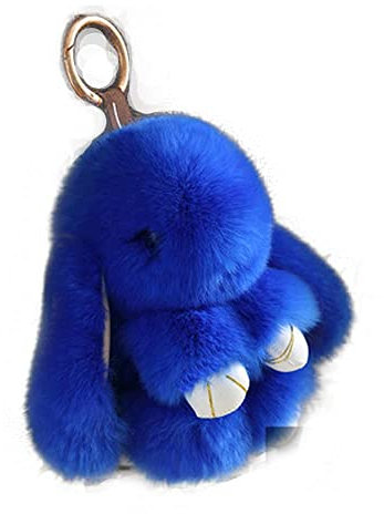 Plüsch Hase Schlüsselanhänger Süße Flaumige Anhänger Für Auto Handtasche Taschen (Blau)