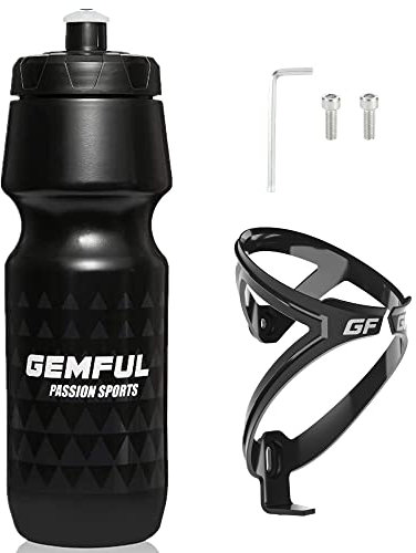 GEMFUL Fahrrad Flaschenhalter mit Flasche - 750ml Sicherer Halt & leichter Zugriff! BPA-freie Trinkflasche, ideal für MTB & Rennrad. Auslaufsicher & praktisch für unterwegs(Schwarz)