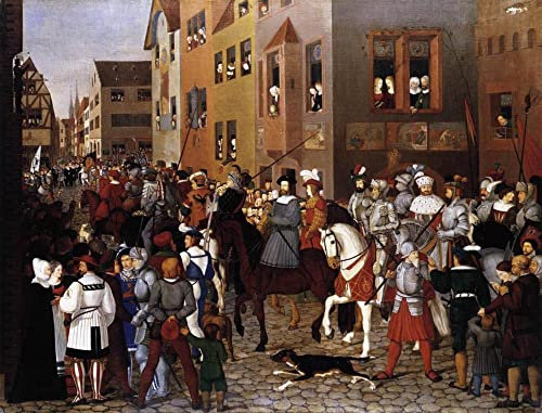 SERAVE Leinwand Wandbild Wandkunst Malen Klassische Malerei der Einzug Kaiser Rudolfs von Habsburg in Basel vonpforr für Bürodekoration 60x90cm