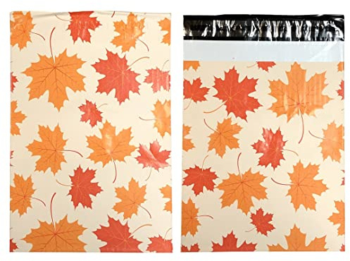 Designer Poly Mailer Bag Mailing Postal Bags Gifts Shipping Wrapping Design Pattern Envelope for Mail [Pack of 100](10 x 13 Inch,Autumn)