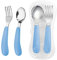 VANRA 2 Pieces Toddler Fork and Spoon Set with Travel Case 18/8 Stainless Steel Toddler Utensils Kids Silverware Children Flatware Child Cutlery Set for School Lunch Box (Blue)
