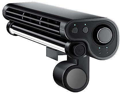 QCHIAN Monitor Clip On Fan, Stepless Speed Desk Fan with Light, Desk Fan Touch Control, USB Table Fan for Flat and Curved Monitor, Laptop, PC