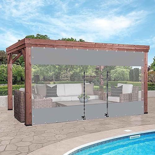 DZHTUF Rideau Étanche Transparent avec Fermeture éclair,Rideau extérieur Coupe-Vent de 0.5mm,Panneau de bâche en Vinyle avec œillets,66 Tailles,pour pergola,Garage,Jardin,L×H-1.2×2.2m(47 * 87in)