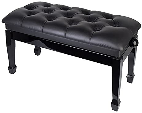 RWRAPS Klavierhocker, Klavierhocker, luxuriöser Duett-Klavierbank, Keyboard-Hocker, professionell gepolsterter 2-Personen-Keyboard-Sitz, höhenverstellbar (schwarz)