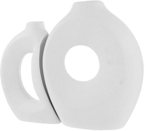 Modernes Vasen- Cremefarben 2-teiliges Keramik-Set Blumendekor Für Wohnzimmerdekoration