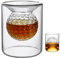 Whiskey Glass, 50ML/90ML Dual Purpose Rum Glasses, Golf Gifts for Mens Golfers, Embedded Golf Ball Shape Whisky Glasses Rocks Glass Perfect Drinking Tumblers for Home Bar Party Birthday Gifts