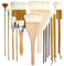 GACDR Pottery Glaze Brushes, 15 Pcs Set Including Hake, Round, Fan, Oval Mop & Flat Brushes, Goat Hair, Wood Handle, for Ceramic, Acrylic, Watercolor