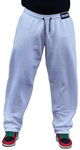 Brachial Premium Herren Sporthose Rude Weiß L - Trainingshose Jogginghose Sweatpants für Bodybuilding Fitness Freizeit