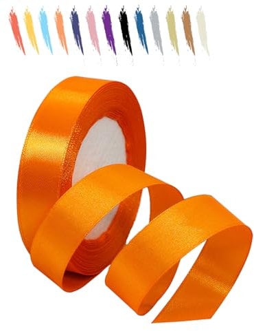 Orange 20mm Satinband 23 Meter, Polyesterband, verschönern Sie Ihre Bastelarbeiten und Feiern, ideal für Geschenkverpackungen, Dekorationen, Hochzeitsautoband, Bänder zum Basteln