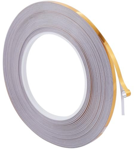 GORGECRAFT Ruban de Film Mylar en Polyester Métallisé Doré 50 m X 0.5 cm Garniture de Moulure Murale Autocollante avec Finition Miroir pour les Détails de Noël Décoration Murale Arts Graphiques