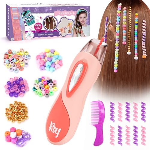 Geschenk Mädchen 5 6 7 8 9 Jahre: Haarschmuck Mädchen Spielzeug ab 6-12 Jahre Kinder, Haarperlen für Mädchen Geburtstagsgeschenk 6 8 10 Jahren, Kinder Hair Braiding Machine DIY Haardekorations