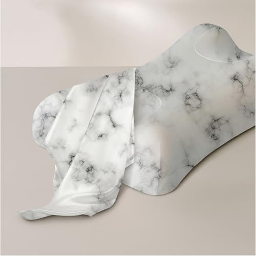 Sleep&Glow Omnia-Kissenbezug Naturseide Omina Anti-Falten-Kissen - Seidenkissenbezug für Haar- und Hautpflege - 19mm Maulbeerseide der Güteklasse 6A, Weißer Marmor