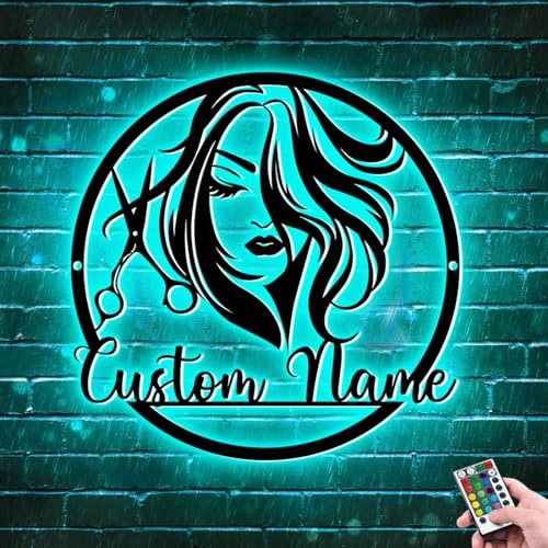 Cartel de neón personalizado, cartel de luz LED para peluquería, decoración de pared, decoración de peinados, arte de pared de metal, regalo para estilista de cabello (Estilo 8)