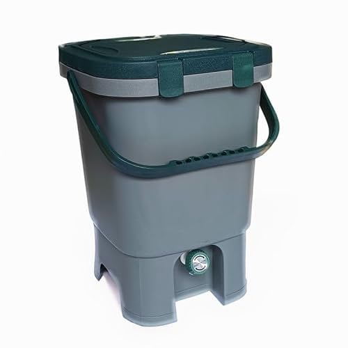 Single Bokashi Compost Bin Kit PLUS 1kg Bokashi Bran - 15L Indoor Composting Bin, Complete with Built-in Easy Twist Tap, Odourless Air-tight Lid and Accessories PLUS 1kg of Bokashi Bran