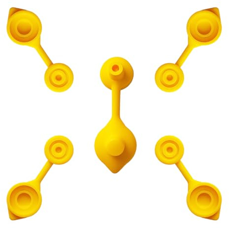5 Pcs Gas Can Vent Caps, Universal Fuel Can Vents Yellow Spout Caps Replacement Parts, Compatible with Most Old Style Gas Water Jug