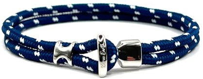 KAROO EARTH JEWELLERY Minimalist Rope Bracelet with Stainless Steel hook clasp, Nautical style fashion bracelet for men (20cm, Navy Blue)