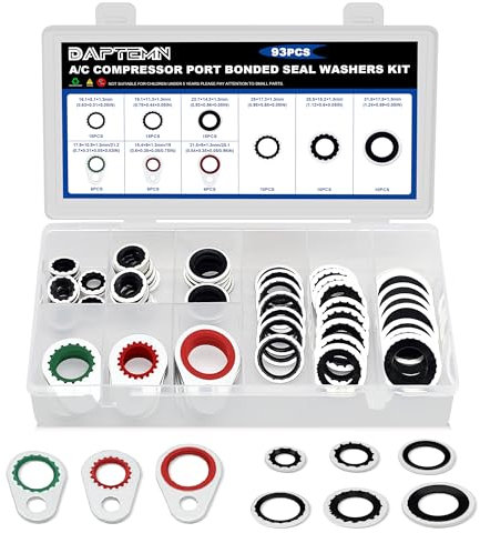 Daptemn 93PCS A/C Compressor Bonded Seal Washers Assortment Kit