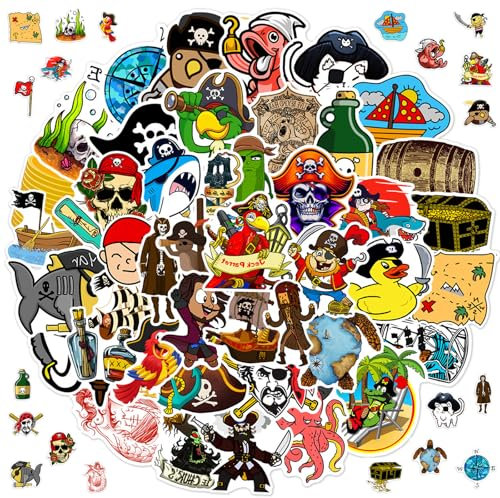 100 Stück Piraten Aufkleber, Piraten Anime Sticker, Pirate Sticker Set, Piratens Wasserfeste Vinyl Sticke, Cartoon Graffiti Stickers für Laptop Skateboard Gepäck, Geeignet für Kinder Teens