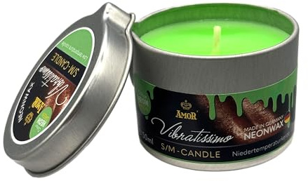 VIBRATISSIMO S/M KerzeWax Candle, Niedertemperatur-Kerze, Tropfkerze für Erotik Spiele, romantische Massagekerze Für Paare, 50 ml, neon-grün